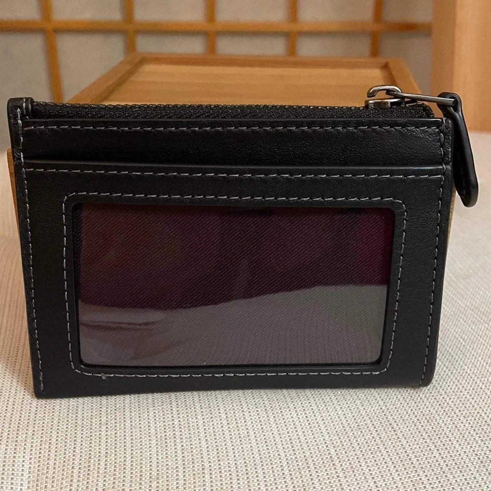 Coach Mini Skinny Id Case With Floral Applique Gunmetal/Black NWT - Picture 5 of 15